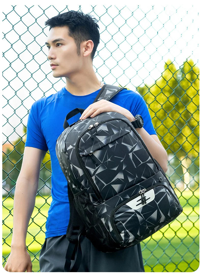 Sports backpack with shoes compartment multi-pocket water-resistant oxford fabric - product image