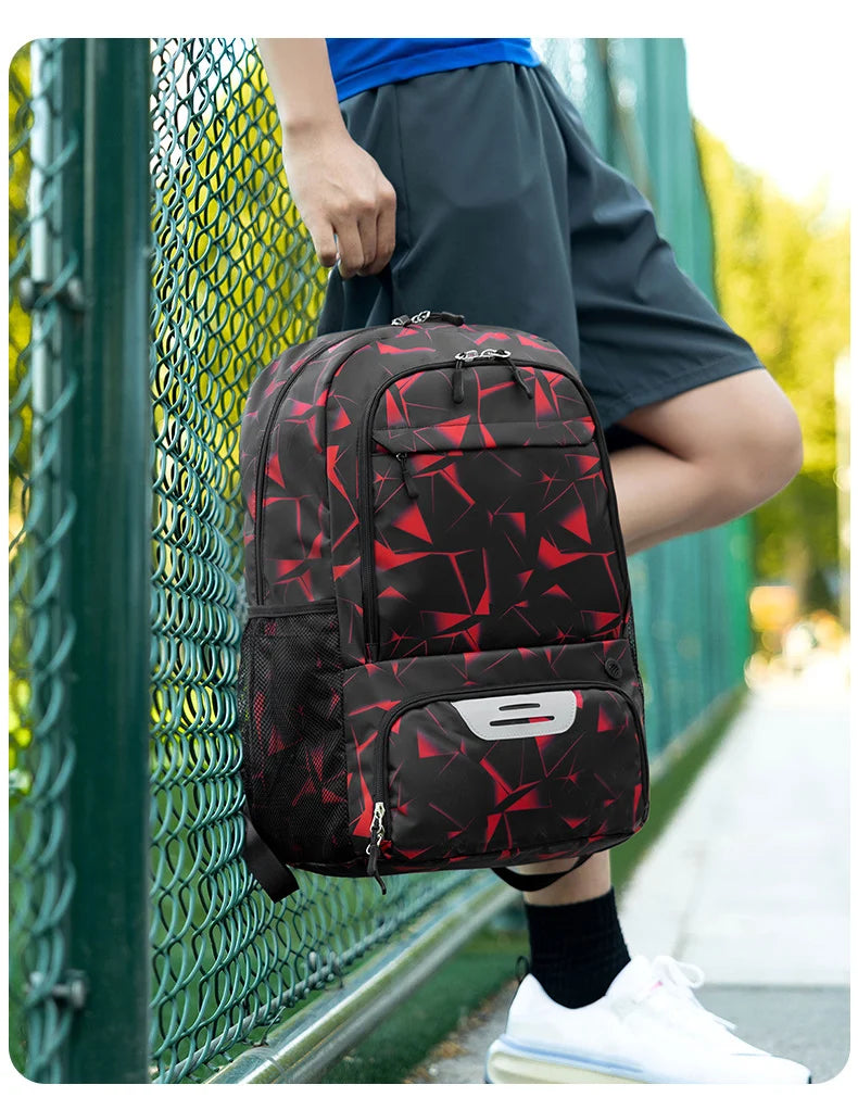 Sports backpack with shoes compartment multi-pocket water-resistant oxford fabric - product image