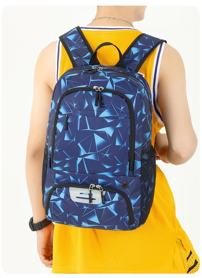 Sports backpack with shoes compartment multi-pocket water-resistant oxford fabric - product image