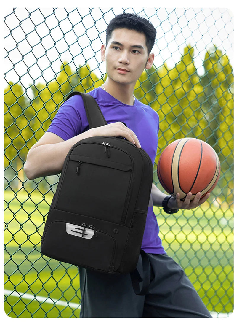 Sports backpack with shoes compartment multi-pocket water-resistant oxford fabric - product image