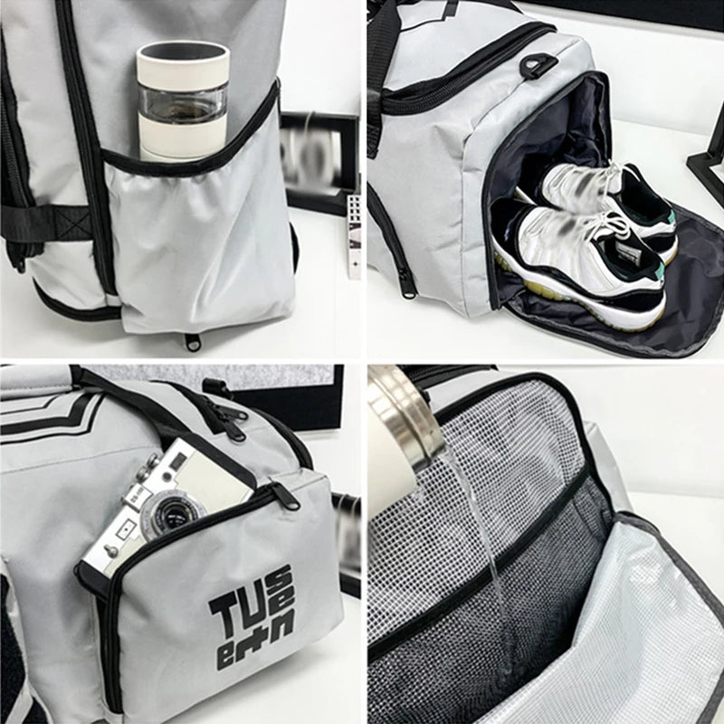 Sports backpack with shoes compartment wet dry separation gym outdoor hiking duffel - product image