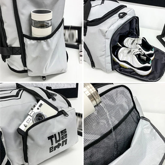 Sports backpack with shoes compartment wet dry separation gym outdoor hiking duffel - product image