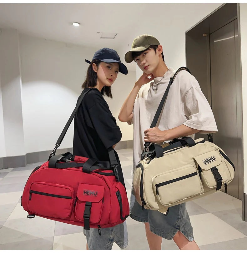 Sports fitness crossbody large capacity travel weekender duffle bag with shoe compartment - product image