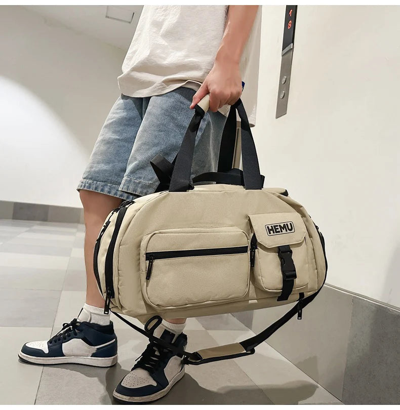 Sports fitness crossbody large capacity travel weekender duffle bag with shoe compartment - product image