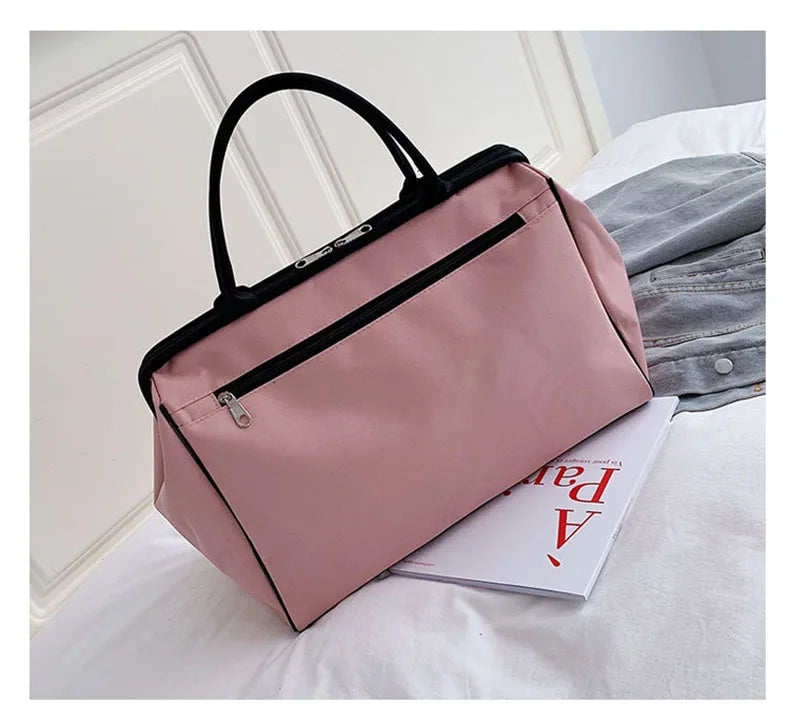Striped nylon travel duffel bag large capacity waterproof multi-pocket - product image