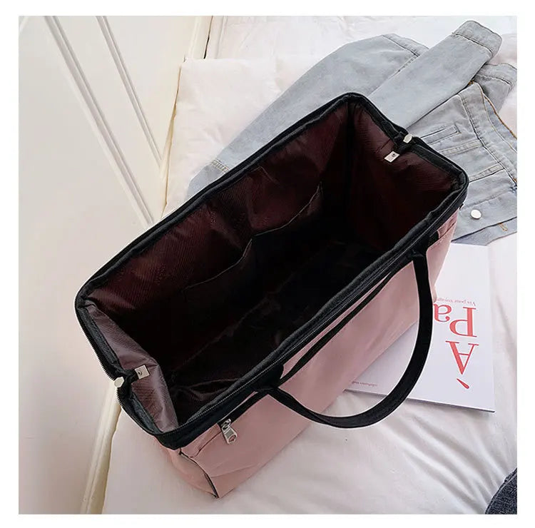 Striped nylon travel duffel bag large capacity waterproof multi-pocket - product image
