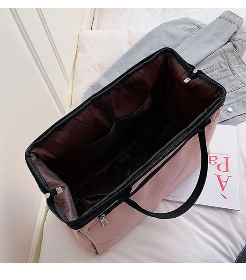 Striped nylon travel duffel bag large capacity waterproof multi-pocket - product image