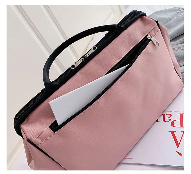 Striped nylon travel duffel bag large capacity waterproof multi-pocket - product image