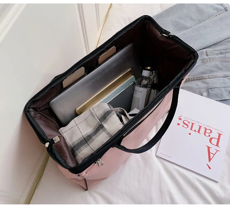 Striped nylon travel duffel bag large capacity waterproof multi-pocket - product image