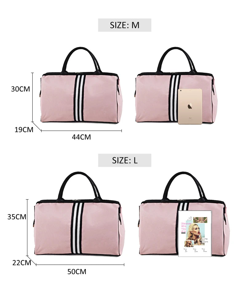 Striped nylon travel duffel bag large capacity waterproof multi-pocket - product image