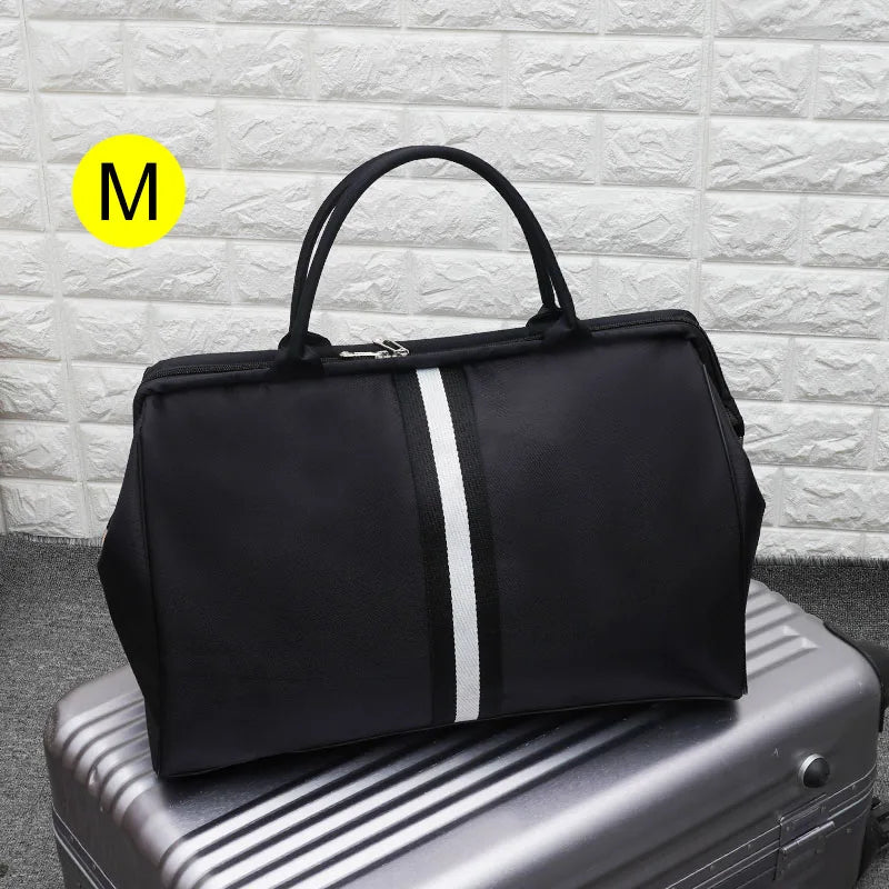Striped nylon travel duffel bag large capacity waterproof multi-pocket - product image