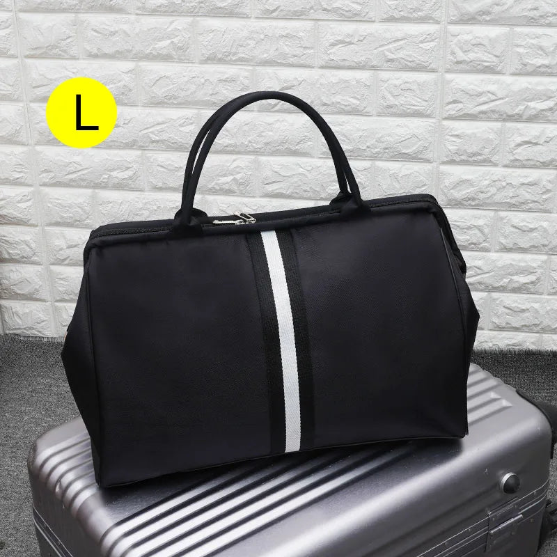 Striped nylon travel duffel bag large capacity waterproof multi-pocket - product image