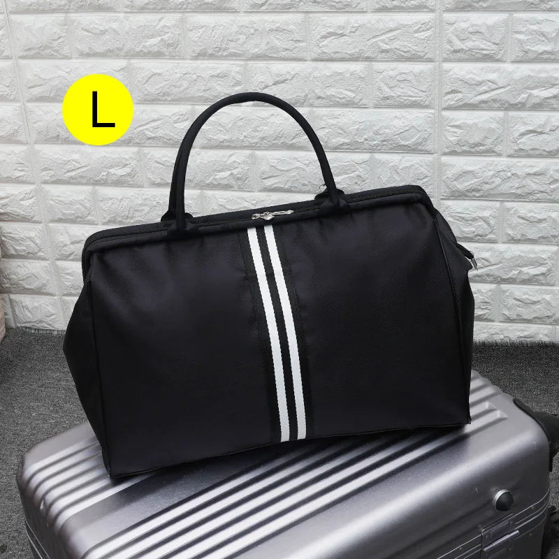 Striped nylon travel duffel bag large capacity waterproof multi-pocket - product image