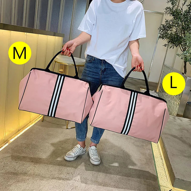 Striped nylon travel duffel bag large capacity waterproof multi-pocket - product image