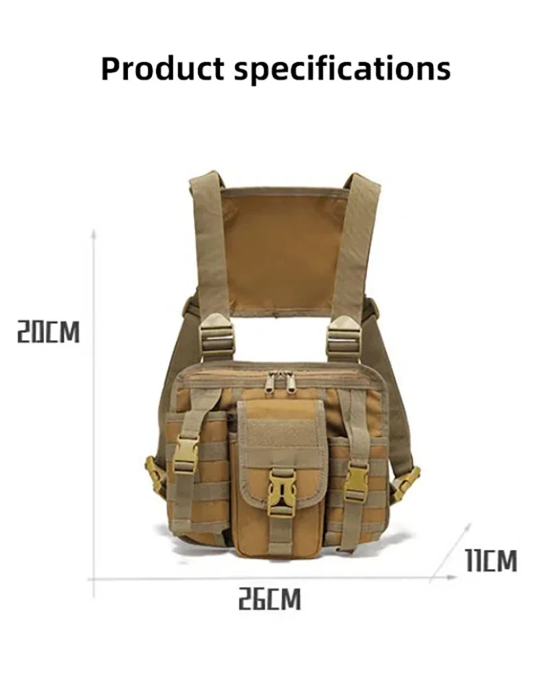Tactical climbing chest bag oxford large storage molle system detachable strap - product image