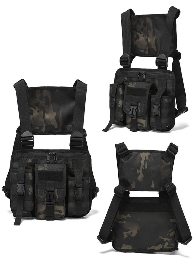 Tactical climbing chest bag oxford large storage molle system detachable strap - product image