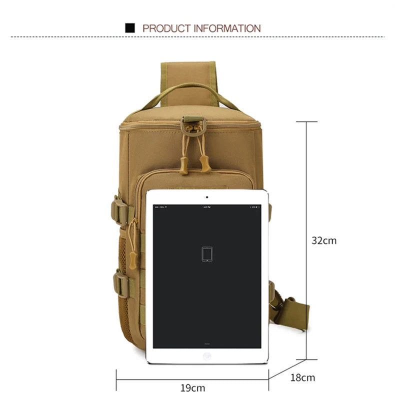 Tactical climbing chest bag oxford multi-pocket lightweight detachable strap - product image