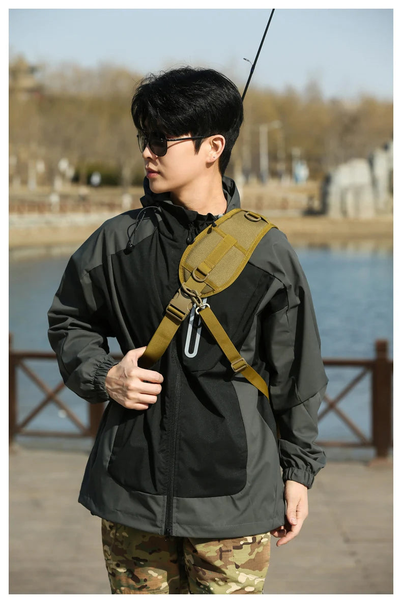 Tactical climbing chest bag oxford rod holder large capacity molle system - product image