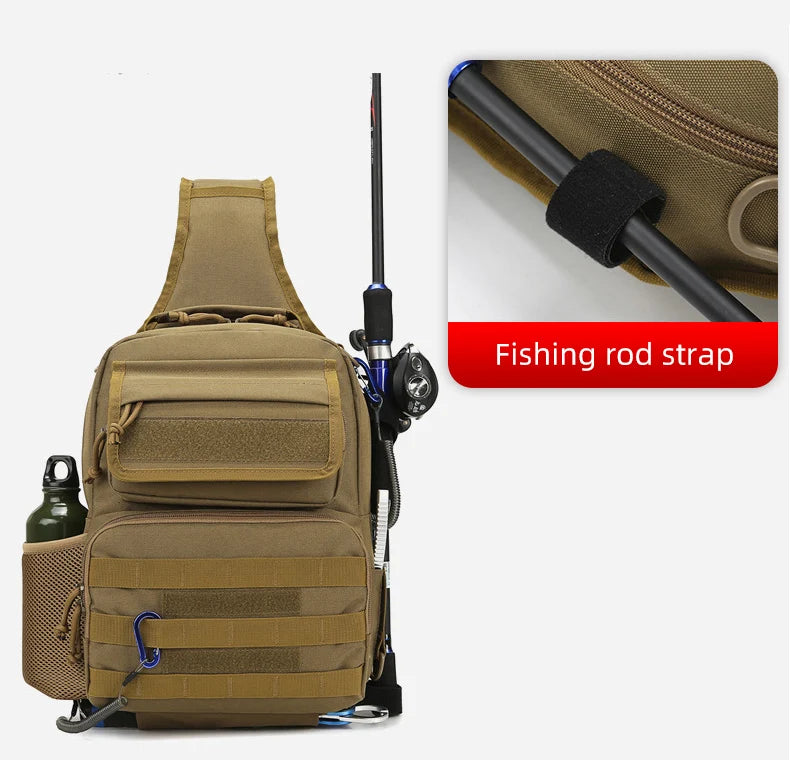 Tactical climbing chest bag oxford rod holder large capacity molle system - product image