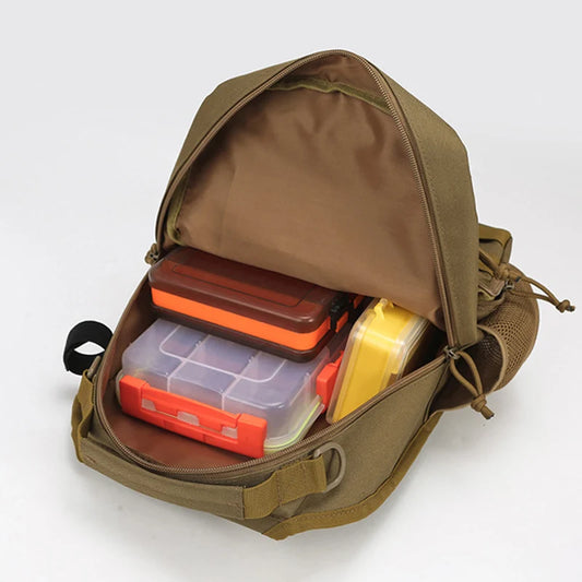 Tactical climbing chest bag oxford rod holder large capacity molle system - product image
