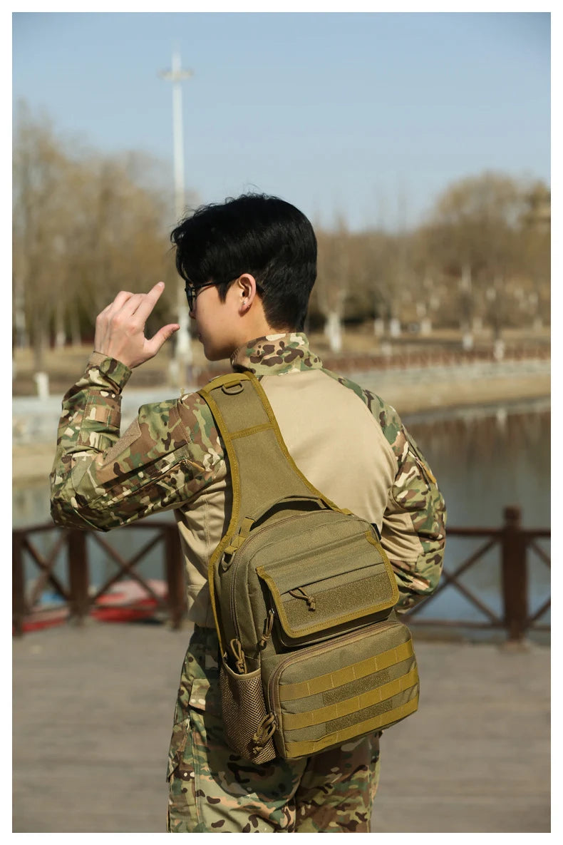 Tactical climbing chest bag oxford rod holder large capacity molle system - product image