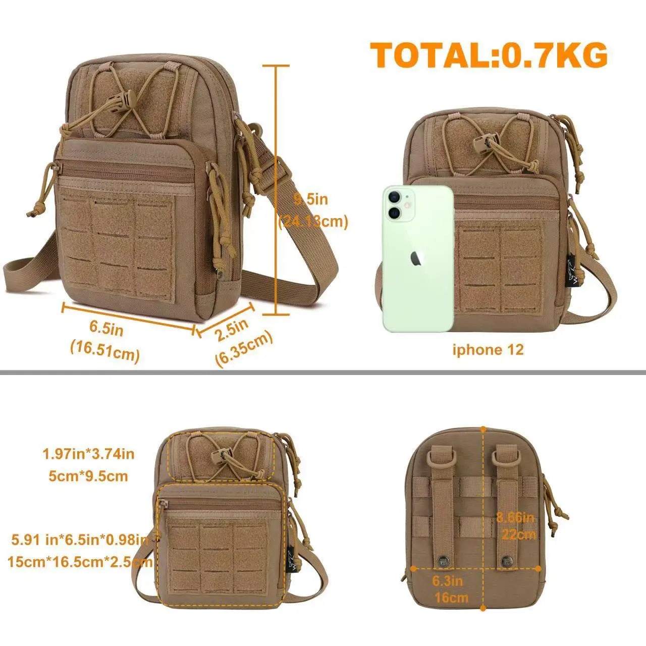 Tactical climbing chest waist bag nylon molle system adjustable shoulder strap - product image