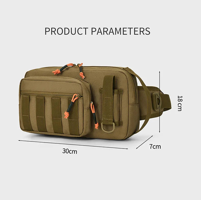 Tactical climbing waist bag nylon large storage molle multi-pocket fanny pack - product image