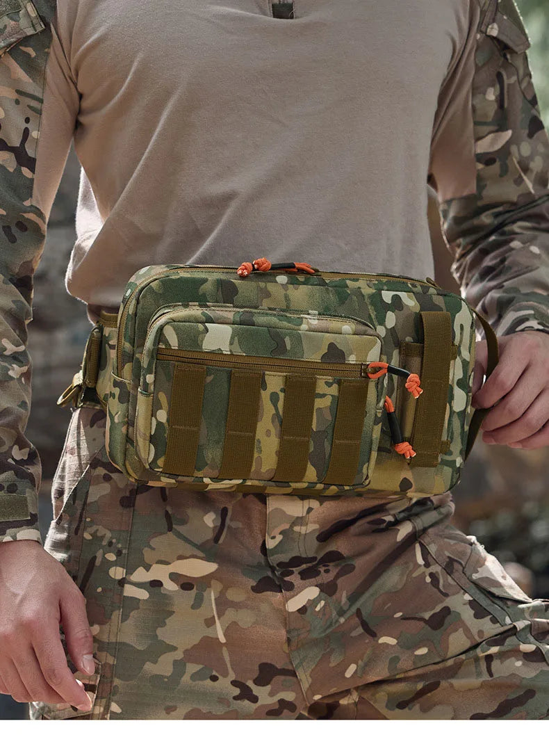 Tactical climbing waist bag nylon large storage molle multi-pocket fanny pack - product image