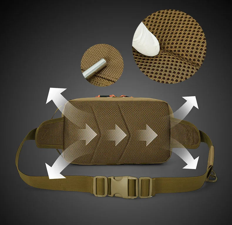 Tactical climbing waist bag nylon large storage molle multi-pocket fanny pack - product image