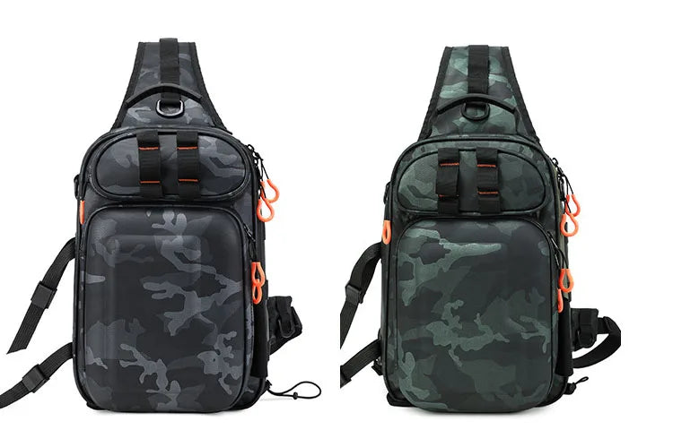 Tactical fishing climbing chest bag with rod holder large capacity oxford - product image