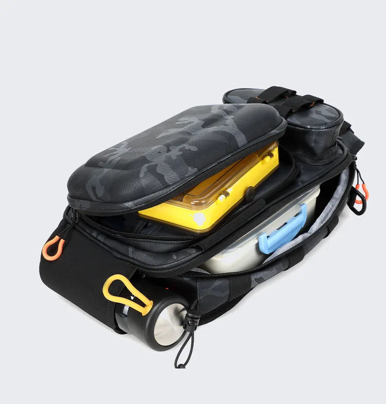 Tactical fishing climbing chest bag with rod holder large capacity oxford - product image
