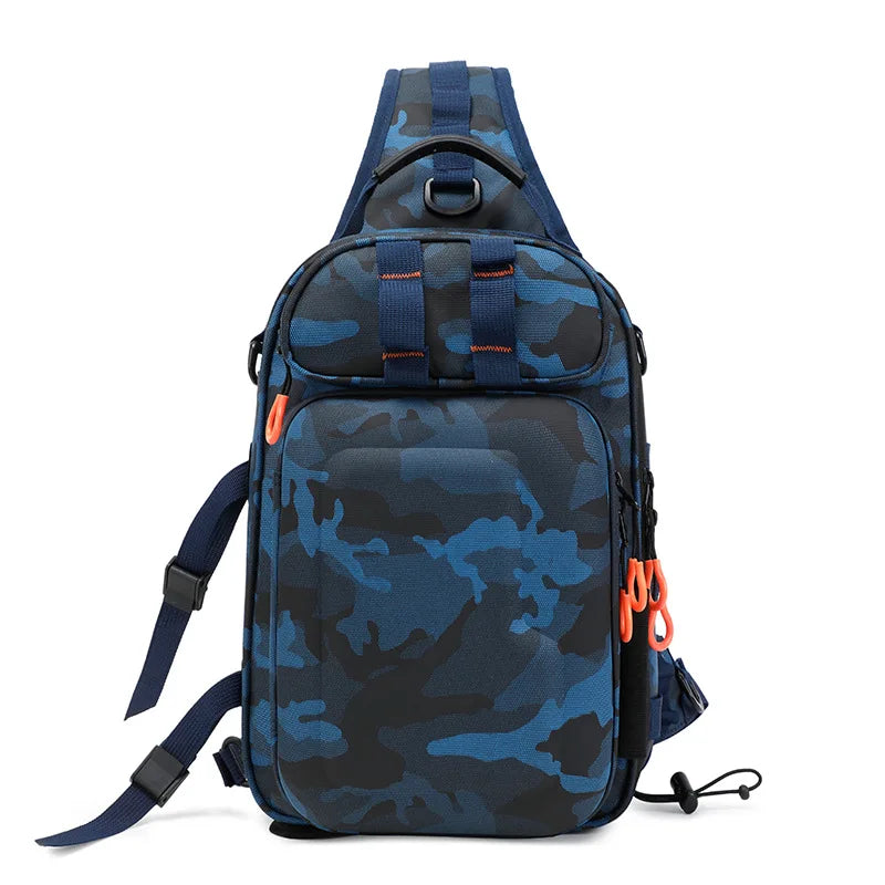 Tactical fishing climbing chest bag with rod holder large capacity oxford - product image