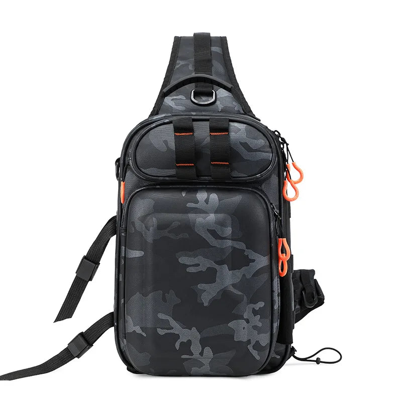 Tactical fishing climbing chest bag with rod holder large capacity oxford - product image