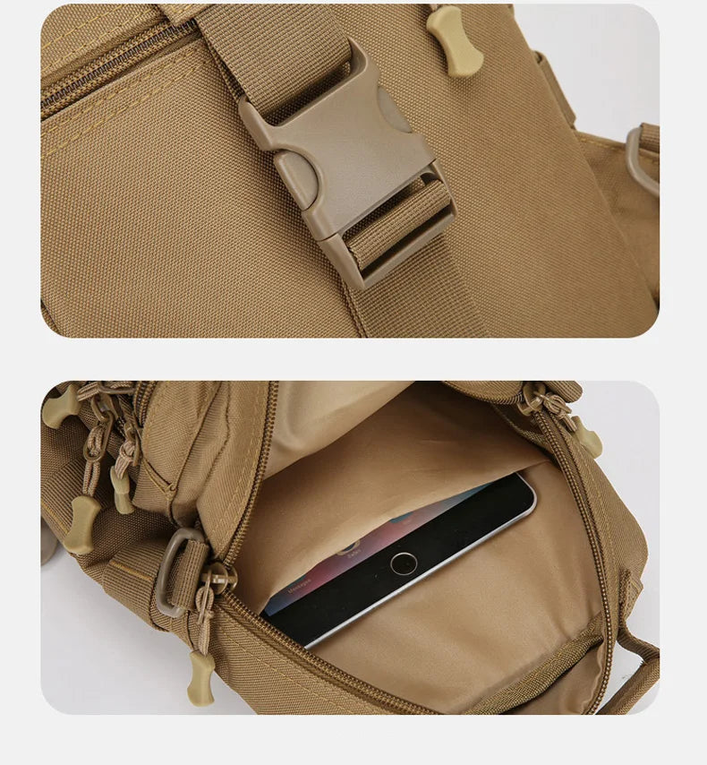 Tactical nylon chest bag adjustable multi-compartment crossbody fanny pack - product image