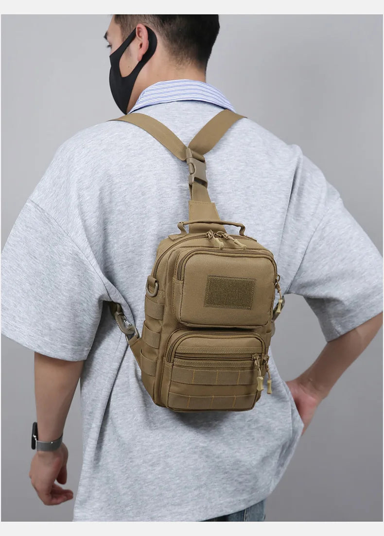 Tactical nylon chest bag adjustable multi-compartment crossbody fanny pack - product image