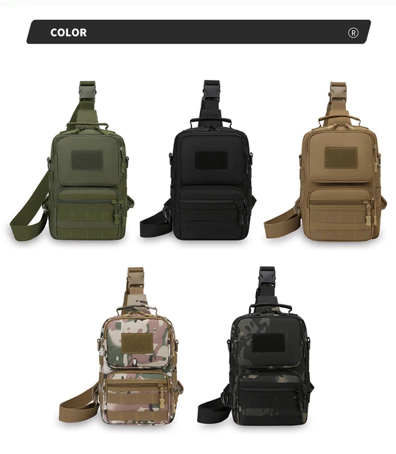Tactical nylon chest bag adjustable multi-compartment crossbody fanny pack - product image