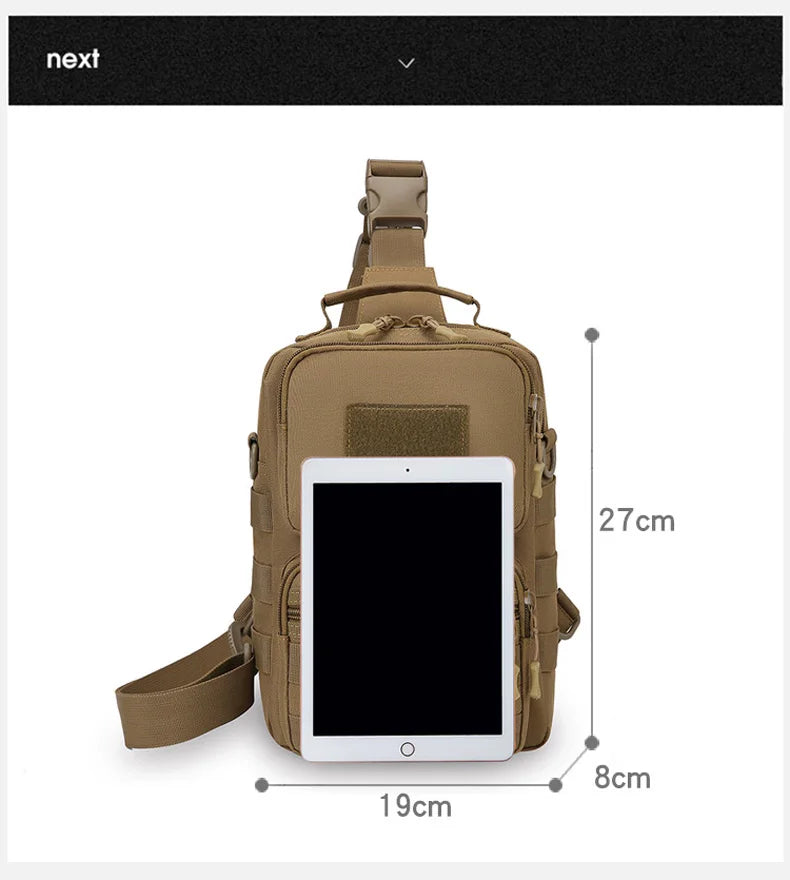 Tactical nylon chest bag adjustable multi-compartment crossbody fanny pack - product image