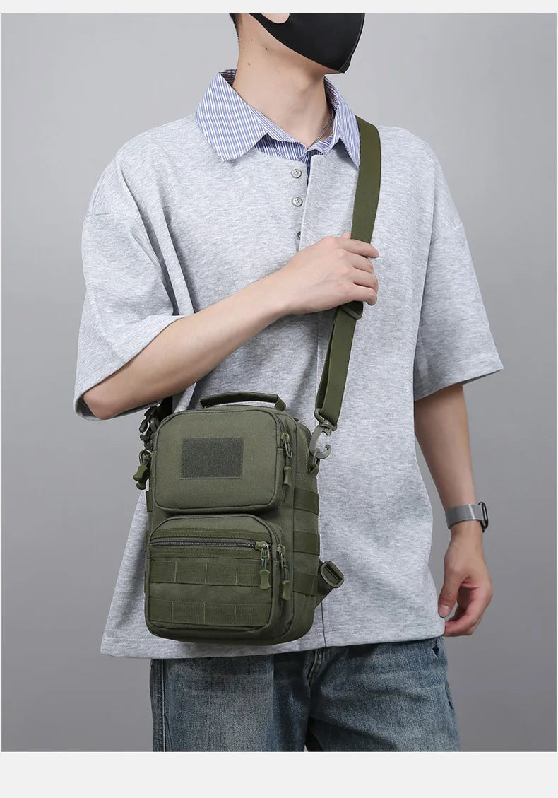 Tactical nylon chest bag adjustable multi-compartment crossbody fanny pack - product image