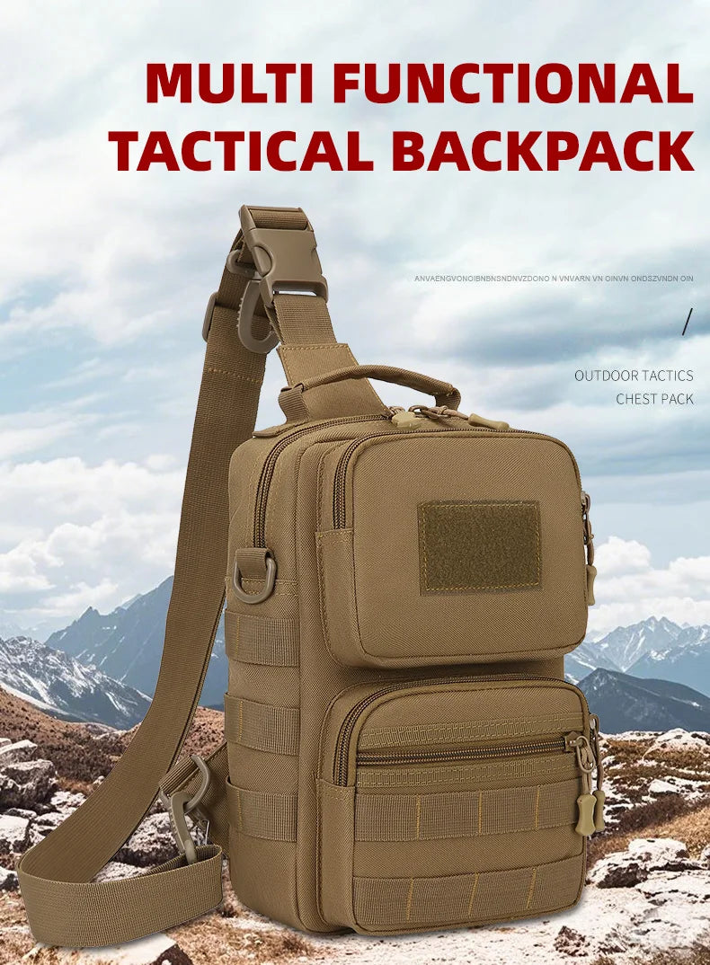 Tactical nylon chest bag adjustable multi-compartment crossbody fanny pack - product image