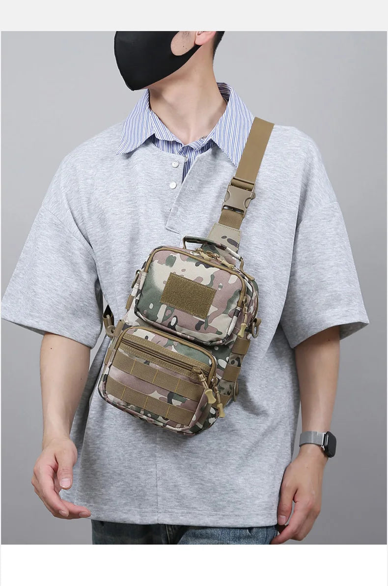 Tactical nylon chest bag adjustable multi-compartment crossbody fanny pack - product image