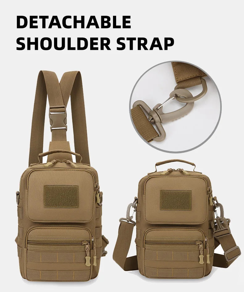 Tactical nylon chest bag adjustable multi-compartment crossbody fanny pack - product image