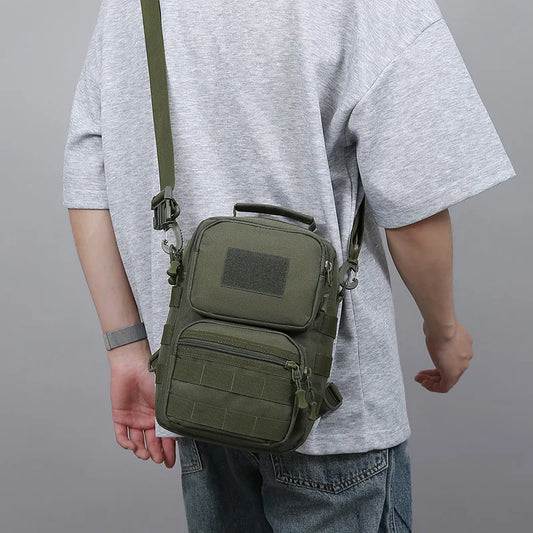 Tactical nylon chest bag adjustable multi-compartment crossbody fanny pack - product image