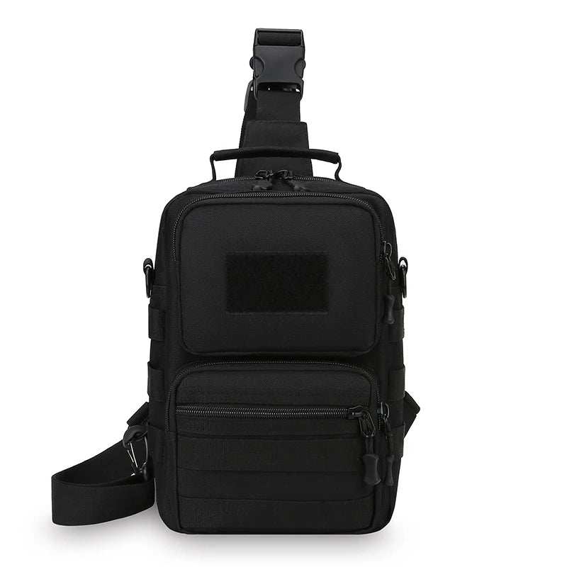 Tactical nylon chest bag adjustable multi-compartment crossbody fanny pack - product image