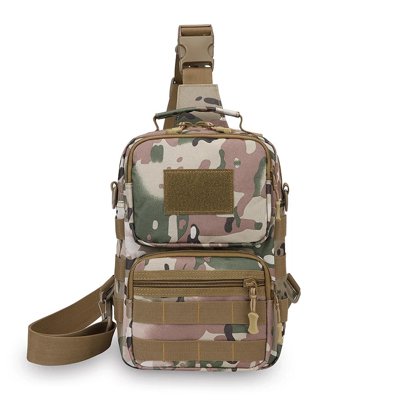 Tactical nylon chest bag adjustable multi-compartment crossbody fanny pack - product image