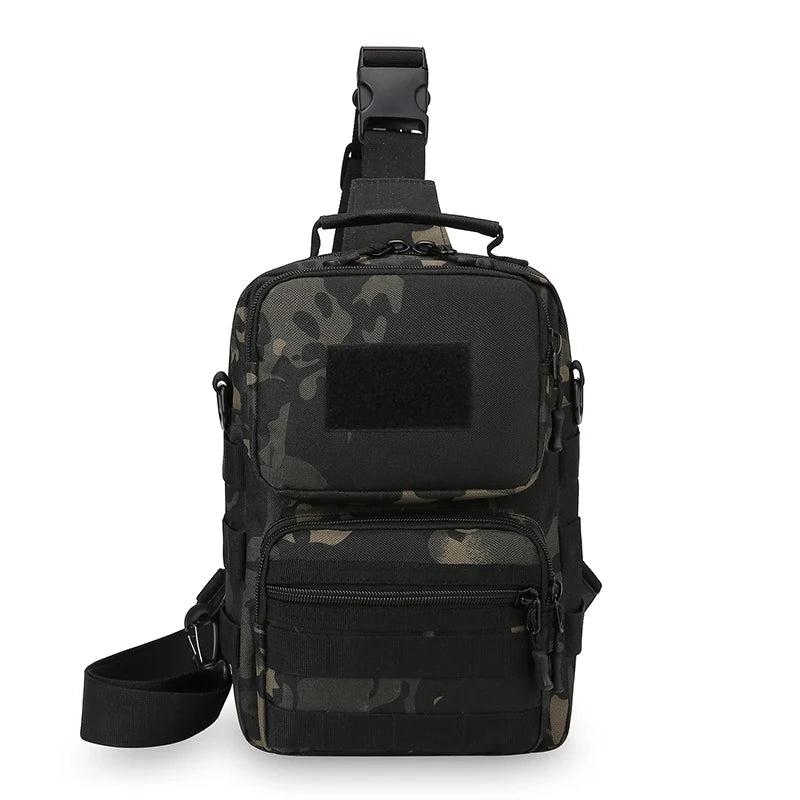Tactical nylon chest bag adjustable multi-compartment crossbody fanny pack - product image
