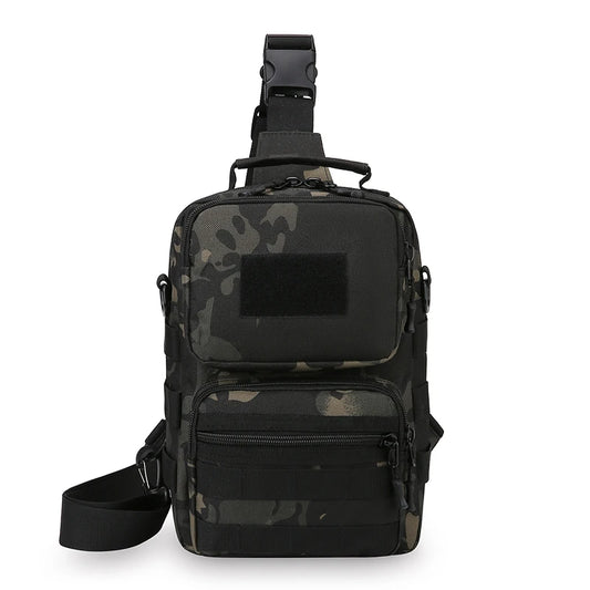 Tactical nylon chest bag adjustable multi-compartment crossbody fanny pack - product image