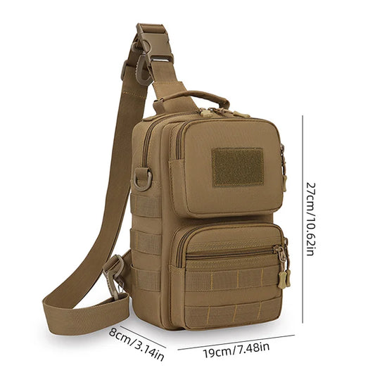 Tactical nylon chest bag adjustable multi-compartment crossbody fanny pack - product image