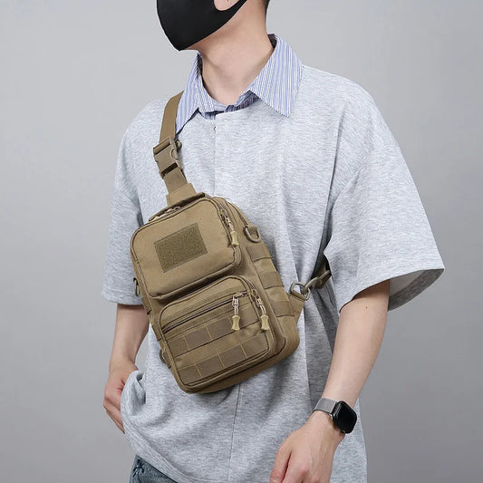 Tactical nylon chest bag adjustable multi-compartment crossbody fanny pack - product image