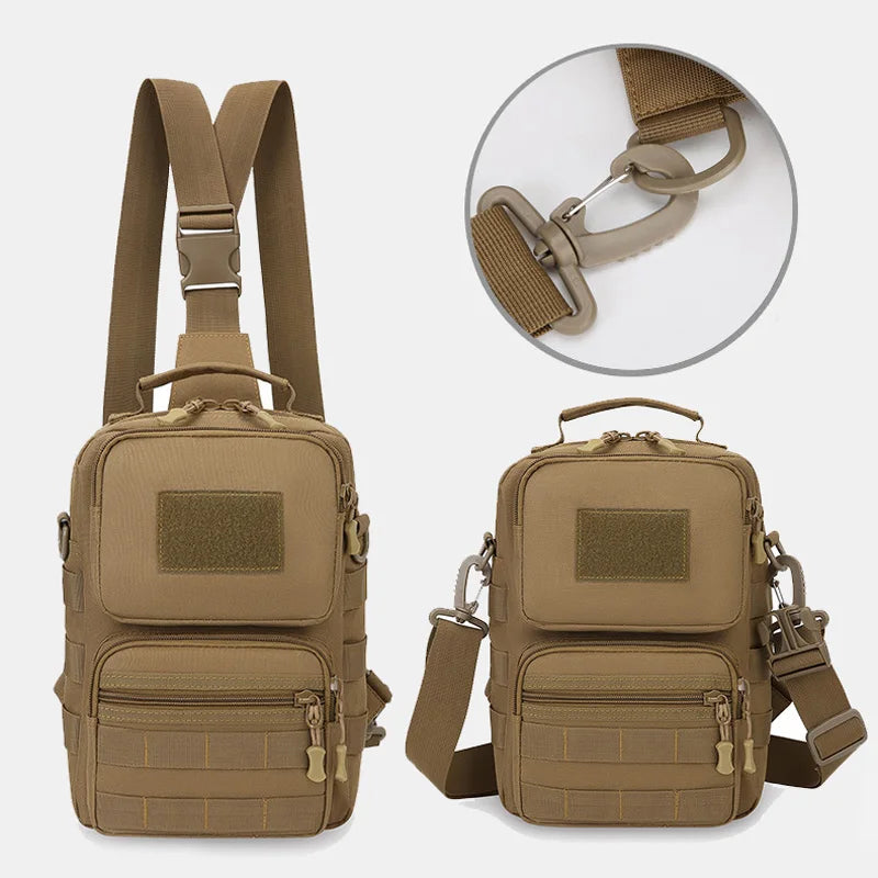 Tactical nylon chest bag adjustable multi-compartment crossbody fanny pack - product image