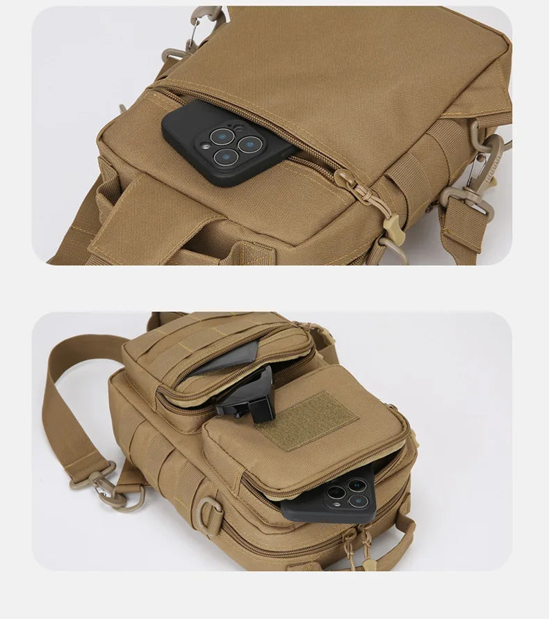Tactical nylon chest bag adjustable multi-compartment crossbody fanny pack - product image